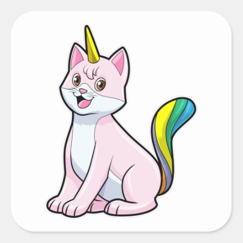 Cat Unicorn Square Sticker