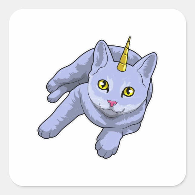 Cat Unicorn Square Sticker (Front)