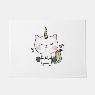 Cat Unicorn T Shirt Workout Gym Rainbow Caticorn C Doormat