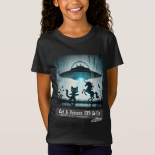 Cat & Unicorn UFO Selfie: Alien Ship (kids) #04 T-Shirt