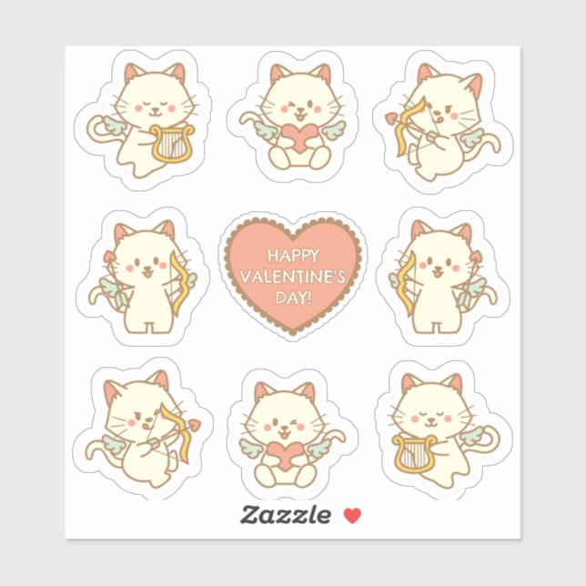 Cat Unicorns for Valentine's Day Sticker (Sheet)