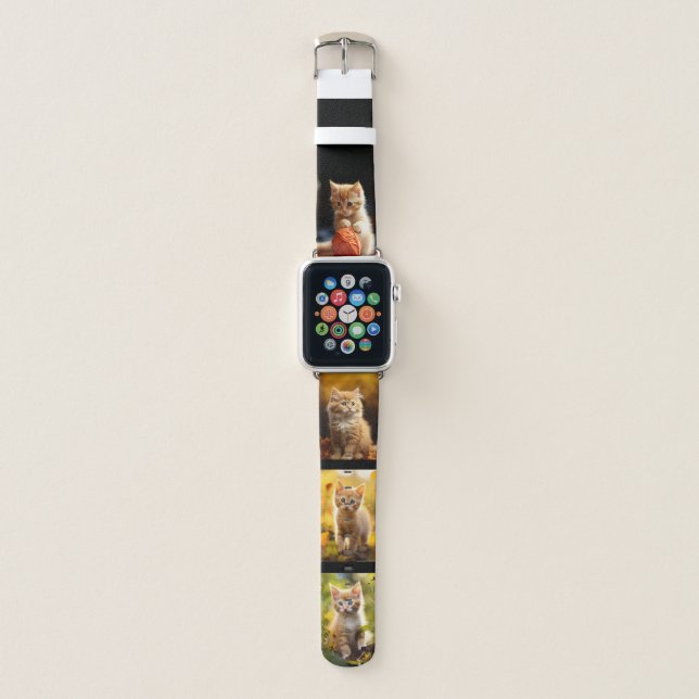 Cat Upload Photo Collage Custom Personalized Pet Apple Watch Band (Front)