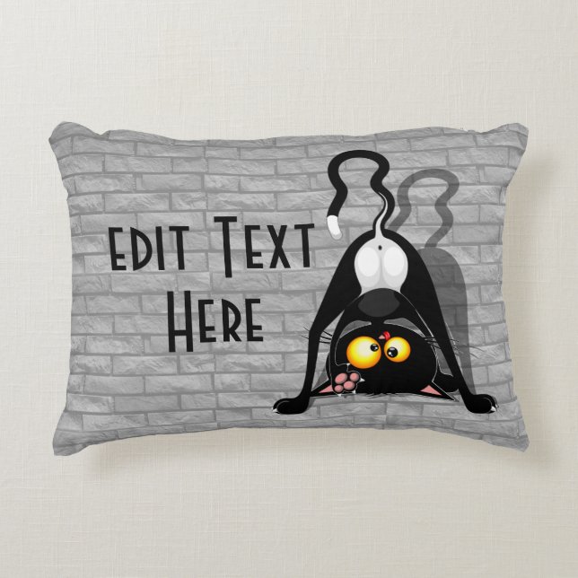 Cat Upside Down Funny Cartoon Character Accent Pillow (Front)