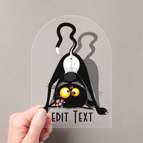 Cat Upside Down Funny Cartoon Character Acrylic Invitations