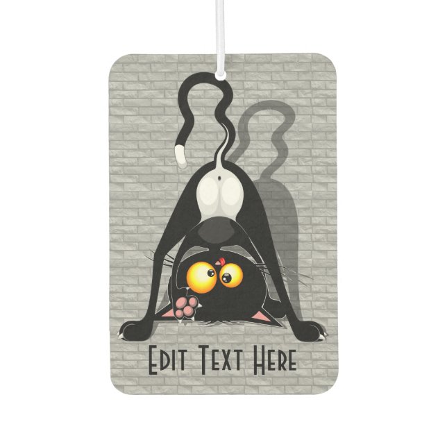 Cat Upside Down Funny Cartoon Character Air Freshener (Front)
