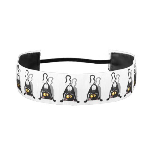 Cat Upside Down Funny Cartoon Character Athletic Headband