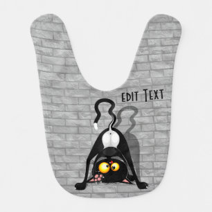 Cat Upside Down Funny Cartoon Character Baby Bib