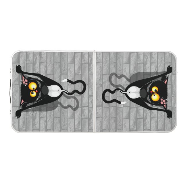 Cat Upside Down Funny Cartoon Character Beer Pong Table (Top)