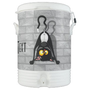 Cat Upside Down Funny Cartoon Character Beverage Cooler