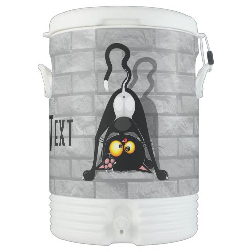 Cat Upside Down Funny Cartoon Character Beverage Cooler