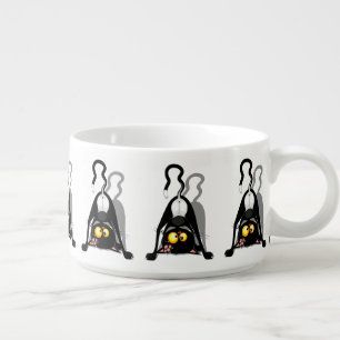 Cat Upside Down Funny Cartoon Character Bowl