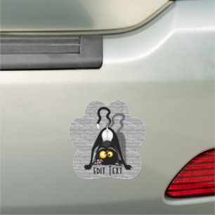 Cat Upside Down Funny Cartoon Character Car Magnet