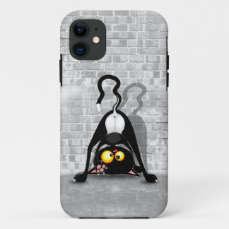 Cat Upside Down Funny Cartoon Character iPhone 11 Case