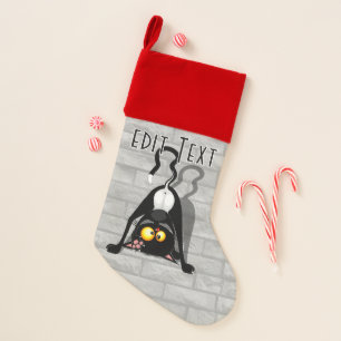 Cat Upside Down Funny Cartoon Character Christmas Stocking