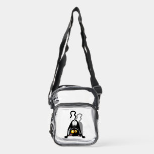 Cat Upside Down Funny Cartoon Character Clear Crossbody Bag