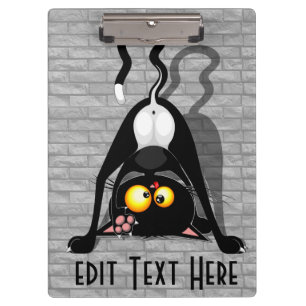 Cat Upside Down Funny Cartoon Character Clipboard