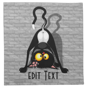 Cat Upside Down Funny Cartoon Character Cloth Napkin