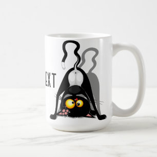 Cat Upside Down Funny Cartoon Character Coffee Mug