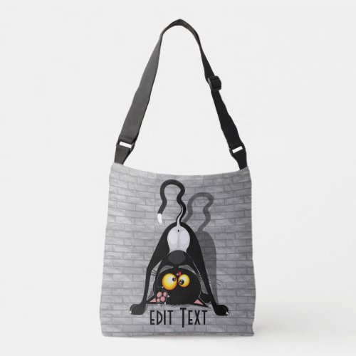 Cat Upside Down Funny Cartoon Character Crossbody Bag