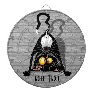 Cat Upside Down Funny Cartoon Character Dart Board
