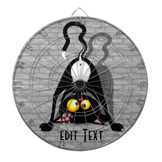 Cat Upside Down Funny Cartoon Character Dart Board (Front)
