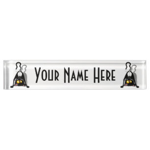 Cat Upside Down Funny Cartoon Character Desk Name Plate