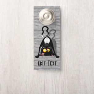 Cat Upside Down Funny Cartoon Character Door Hanger