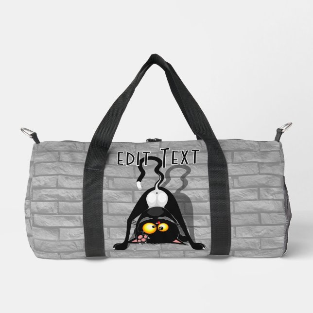 Cat Upside Down Funny Cartoon Character Duffle Bag (Front)