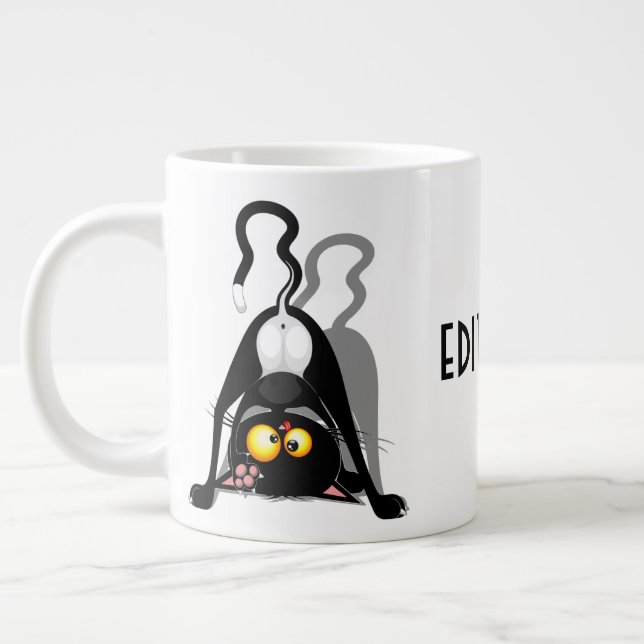 Cat Upside Down Funny Cartoon Character Giant Coffee Mug (Left)
