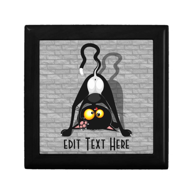Cat Upside Down Funny Cartoon Character Gift Box (Front)
