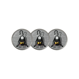 Cat Upside Down Funny Cartoon Character Golf Ball Marker