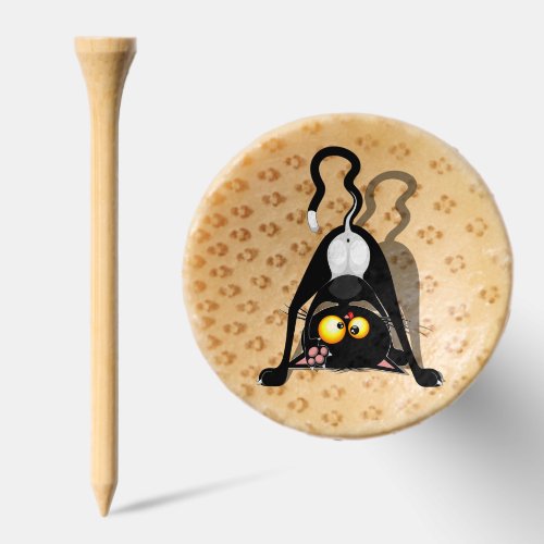 Cat Upside Down Funny Cartoon Character Golf Tees
