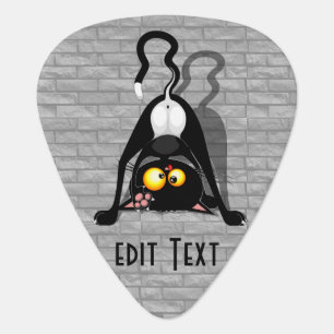 Cat Upside Down Funny Cartoon Character Guitar Pick