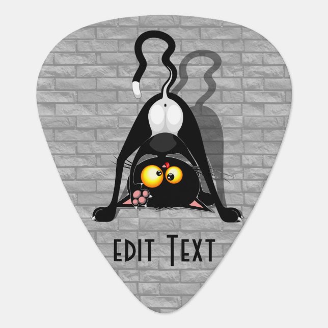 Cat Upside Down Funny Cartoon Character Guitar Pick (Front)