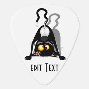 Cat Upside Down Funny Cartoon Character Guitar Pick