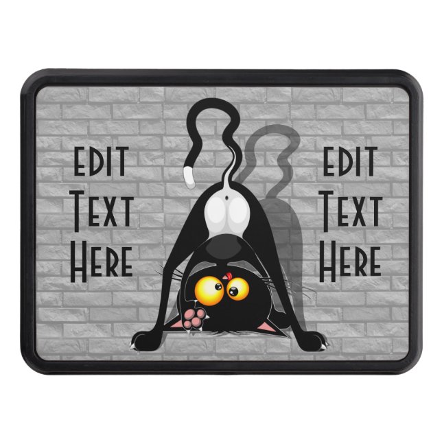 Cat Upside Down Funny Cartoon Character Hitch Cover (Front)
