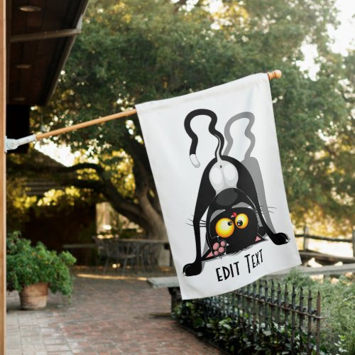 Cat Upside Down Funny Cartoon Character House Flag