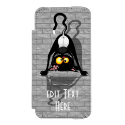 Cat Upside Down Funny Cartoon Character iPhone SE/5/5s Wallet Case