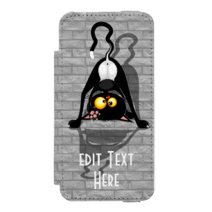 Cat Upside Down Funny Cartoon Character iPhone SE/5/5s Wallet Case