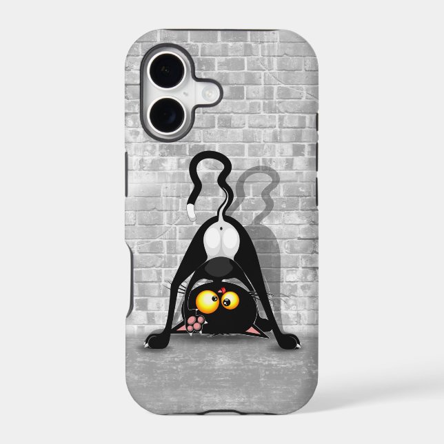 Cat Upside Down Funny Cartoon Character Iphone Case (Back)