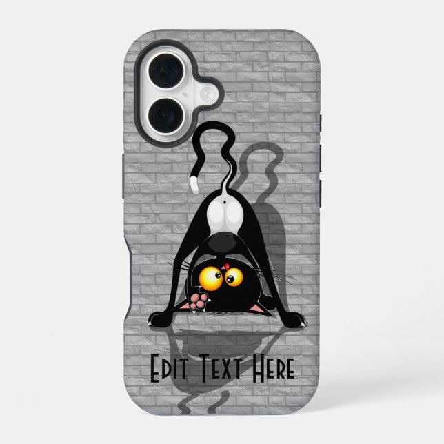 Cat Upside Down Funny Cartoon Character iPhone Case (Back)