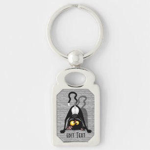 Cat Upside Down Funny Cartoon Character Keychain