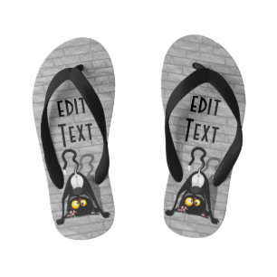 Cat Upside Down Funny Cartoon Character Kid's Flip Flops