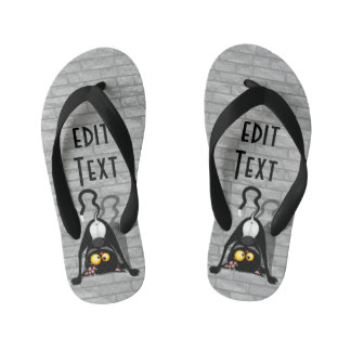 Cat Upside Down Funny Cartoon Character Kid's Flip Flops