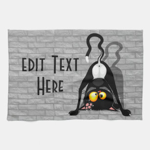 Cat Upside Down Funny Cartoon Character Kitchen Towel