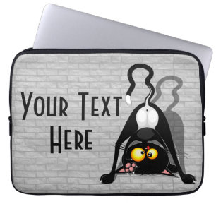 Cat Upside Down Funny Cartoon Character Laptop Sleeve