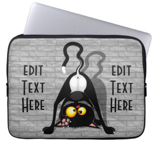 Cat Upside Down Funny Cartoon Character Laptop Sleeve