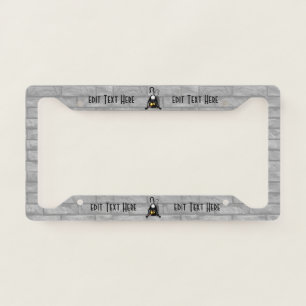 Cat Upside Down Funny Cartoon Character License Plate Frame
