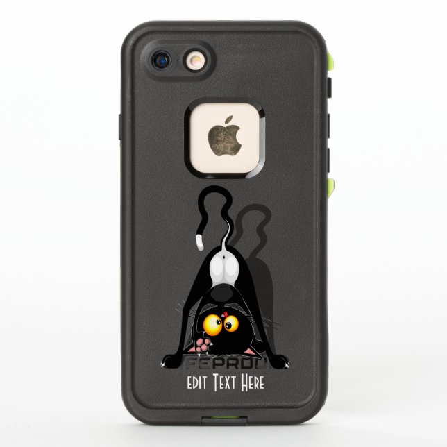 Cat Upside Down Funny Cartoon Character LifeProof iPhone Case (Back)