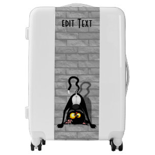 Cat Upside Down Funny Cartoon Character Luggage